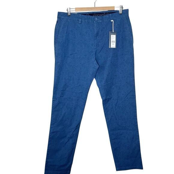 Vineyard Vines On The Go Pants Blue Printed Mens 34x34 Performance Geometric - Picture 1 of 8